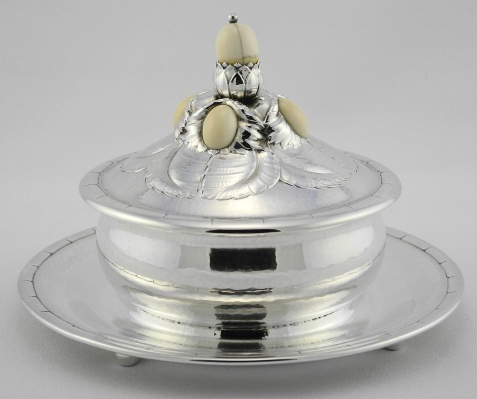 Georg Jensen Circular Sterling Preserve Dish & Cover, (1 of 5)