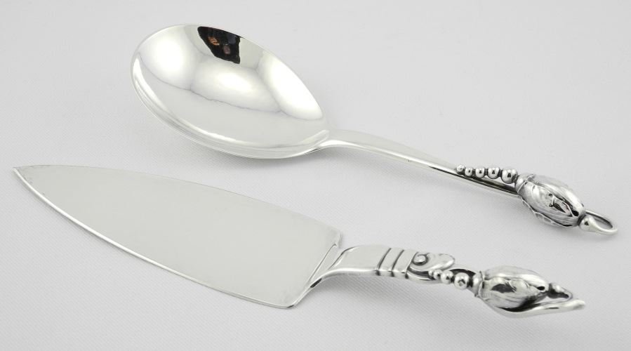 Georg Jensen Sterling Silver Fig- Shaped Serving Spoon (1 of 3)