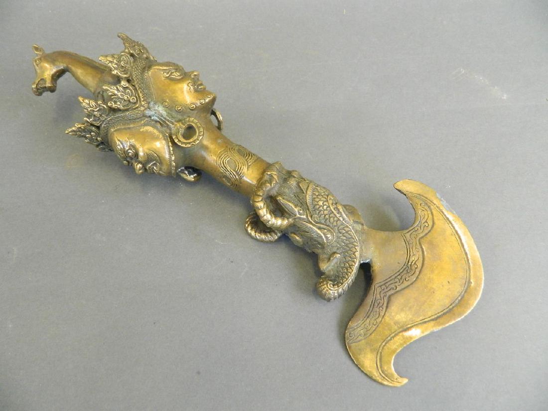 A Sino-Tibetan bronze Kartika knife with deity mask (1 of 2)