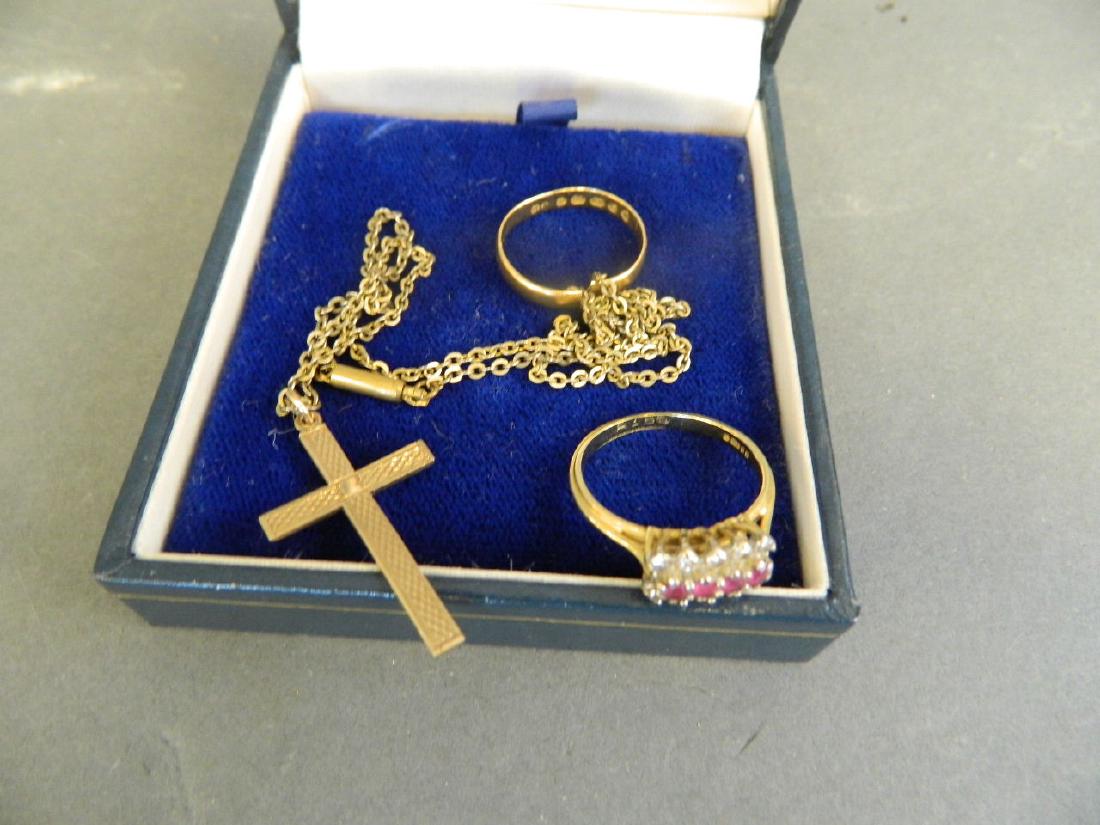An 18ct gold dress ring set with red and white stones, (1 of 2)