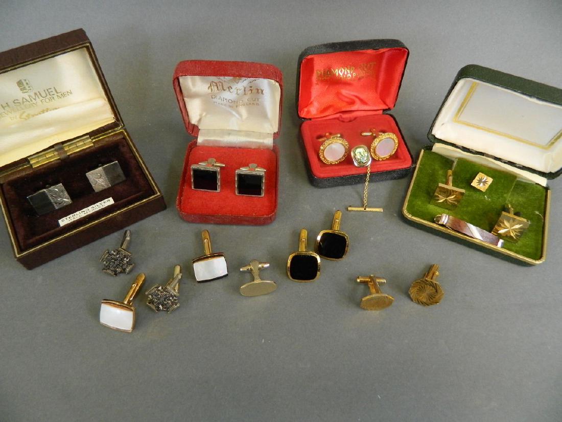 Eight pairs of dress cufflinks, and two pins, including (1 of 3)