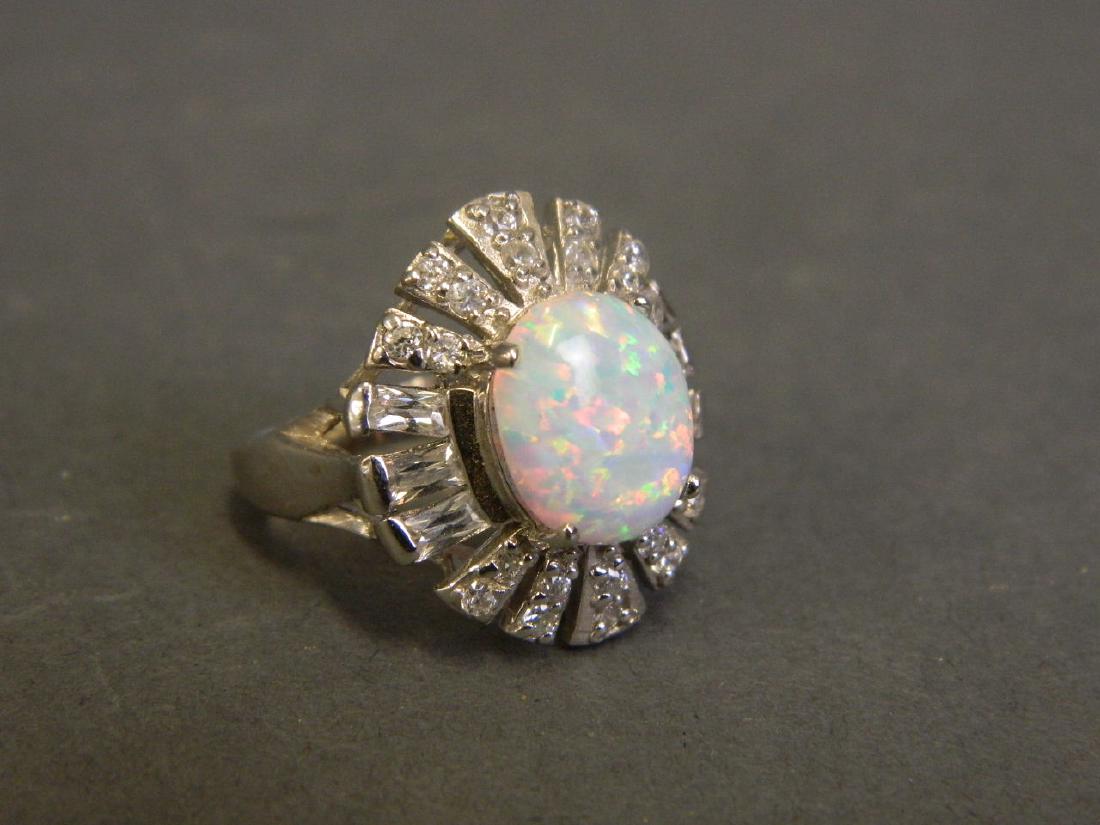 A silver lady's dress ring set with cubic zirconia (1 of 1)