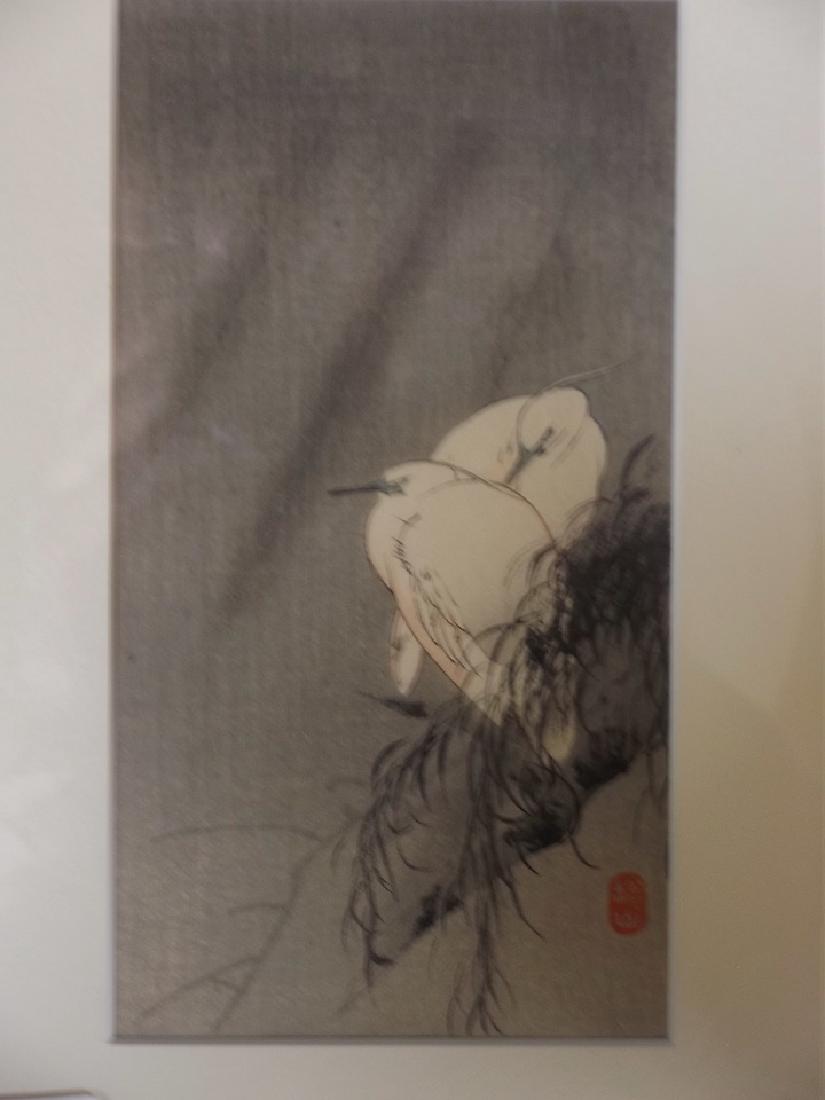 Ito Sozan, 'White Herons', woodblock print, with seal (1 of 3)