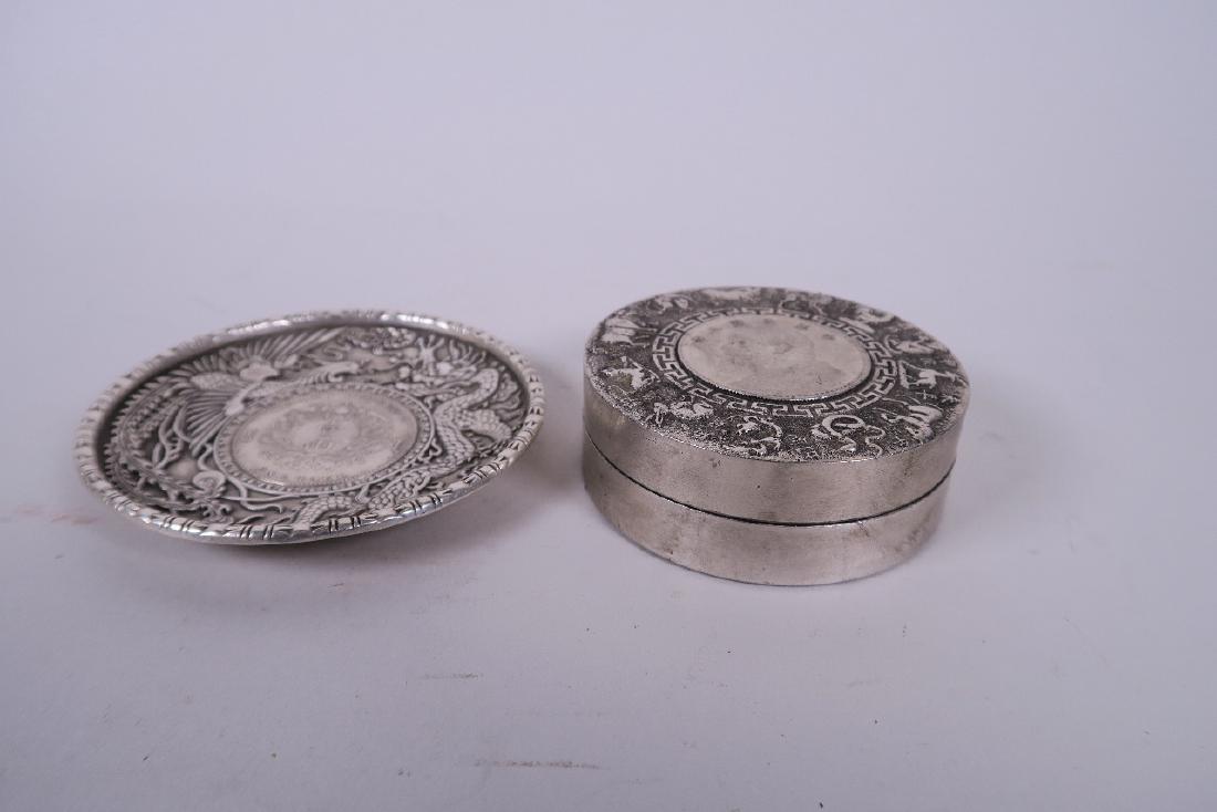 A Chinese white metal trinket box with zodiac animal (1 of 2)