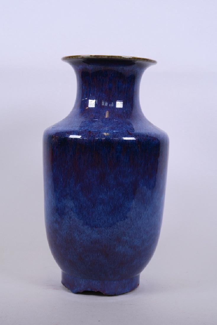 A Chinese flambé glazed pottery vase, 12" high (1 of 2)