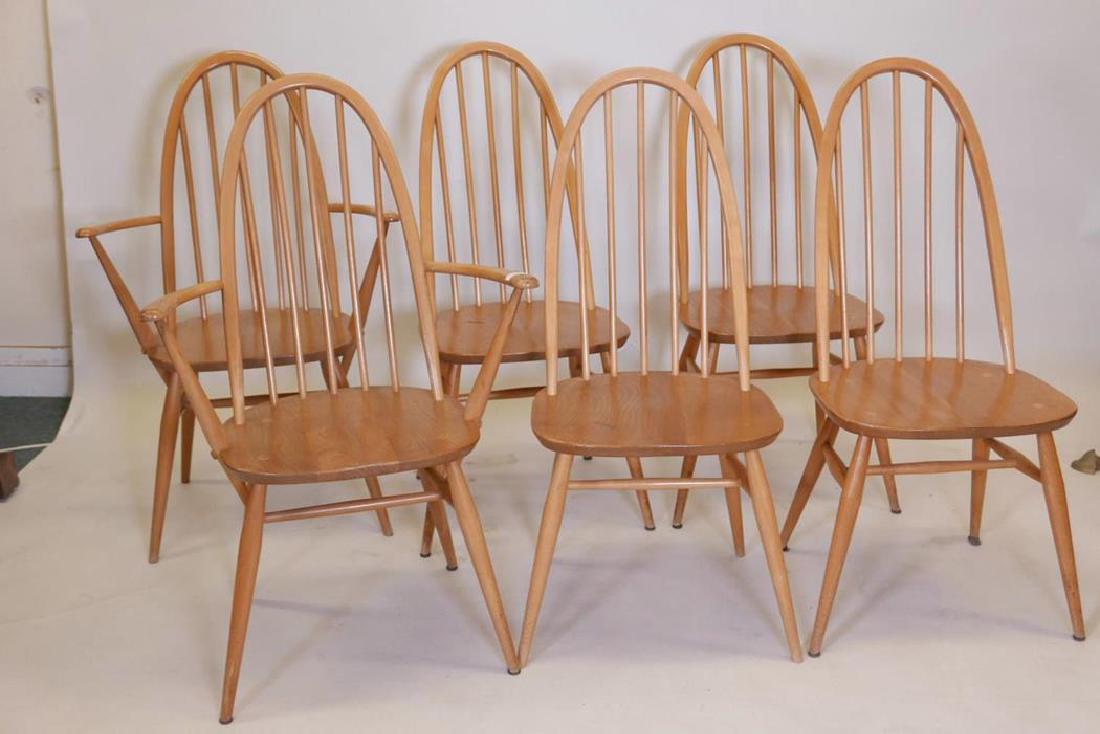 A set of six (four and two) Ercol hoop backed chairs: A set of six (four and two) Ercol hoop backed chairs with elm seats