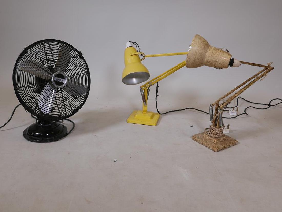 Two Herbert Terry anglepoise lamps and an Ikea Taifun: Two Herbert Terry anglepoise lamps and an Ikea Taifun fan