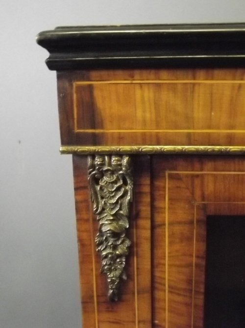 A Victorian inlaid walnut pier cabinet with brass mount - 2