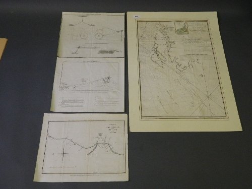 A Maritime navigation chart for the Bengal 'Eastern: A Maritime navigation chart for the Bengal 'Eastern Channel', pub. 1806, and 3 papers from 'Captain Manby's plan for saving the lives of ship-wrecked mariners', 17½'' x 25''