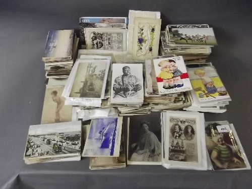 A large collection of postcards including silk etc: A large collection of postcards including silk etc