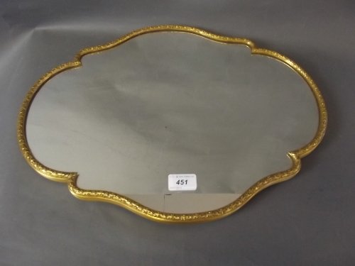 A C19th French ormolu mirrored table centrepiece: A C19th French ormolu mirrored table centrepiece decorated with laurel leaves, 19'' x 14½''