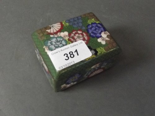 A C19th cloisonné casket decorated with flowers, 3'': A C19th cloisonné casket decorated with flowers, 3'' wide
