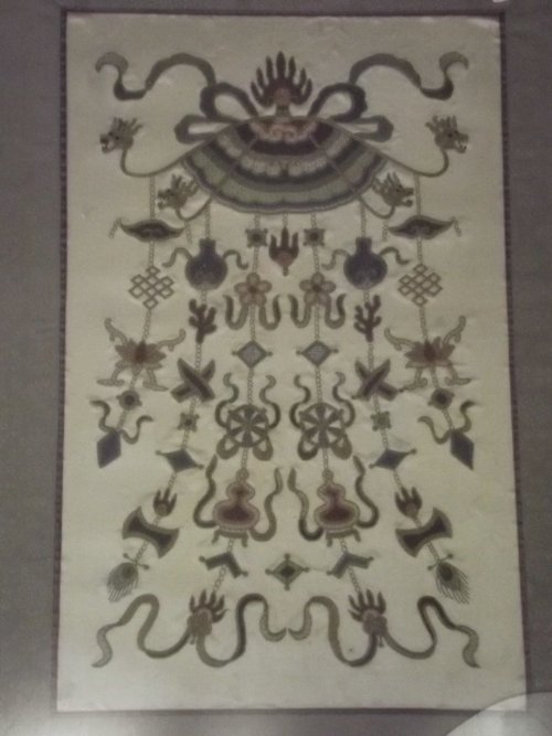 An early C20th Chinese embroidery on silk, frame 19'' x: An early C20th Chinese embroidery on silk, frame 19'' x 27'', Best Bid