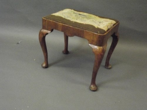 A rare early C18th walnut stool on cabriole supports, 2: A rare early C18th walnut stool on cabriole supports, 21'' x 16'', 17½'' high