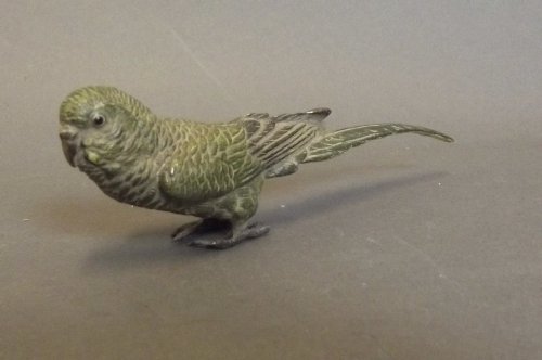 A cold painted bronze Parakeet, impressed 'B' to tail, : A cold painted bronze Parakeet, impressed 'B' to tail, 6'' long