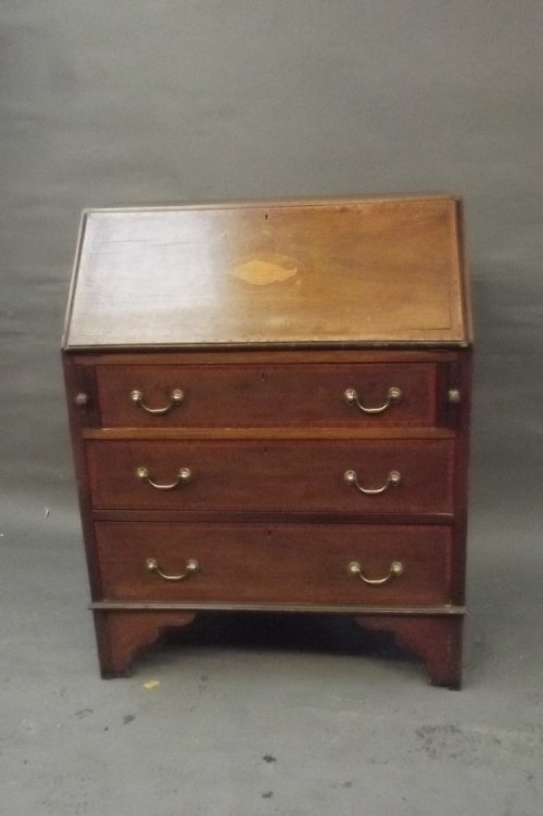 An Edwardian inlaid mahogany bureau, 30'' wide: An Edwardian inlaid mahogany bureau, 30'' wide