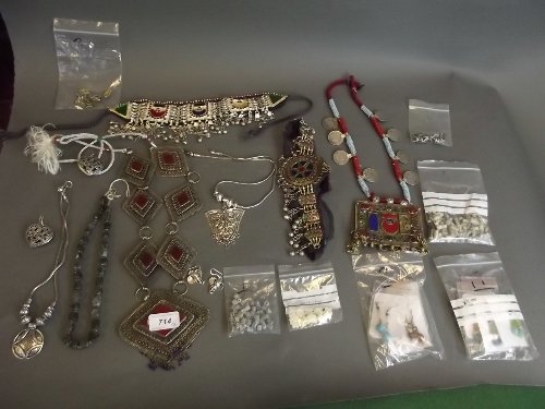 A large quantity of Eastern jewellery to include: A large quantity of Eastern jewellery to include earrings, headdress etc, set with semi-precious stones