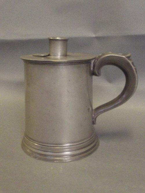 A pewter inhaler with stepped base and handle, 5½'': A pewter inhaler with stepped base and handle, 5½'' high