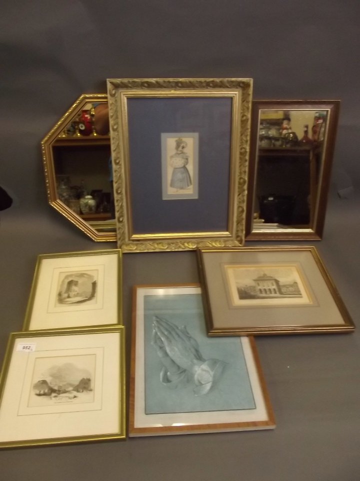 A quantity of C19th prints, mirrors etc, Best Bid: A quantity of C19th prints, mirrors etc, Best Bid