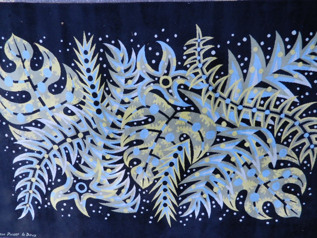 A good mid C20th rug signed Jean Picart 'Le Deux': A good mid C20th rug signed Jean Picart 'Le Deux' carpet, 80'' x 121''