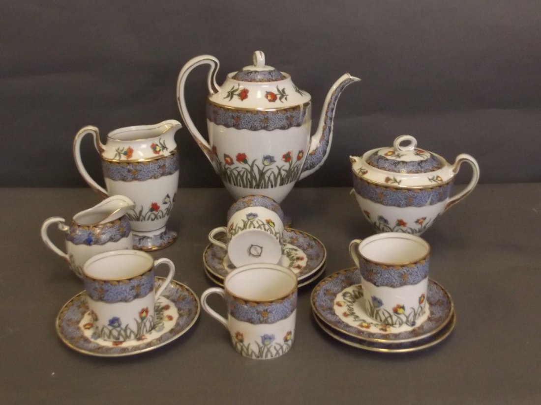 A Japanese part coffee set pattern Mikori comprising