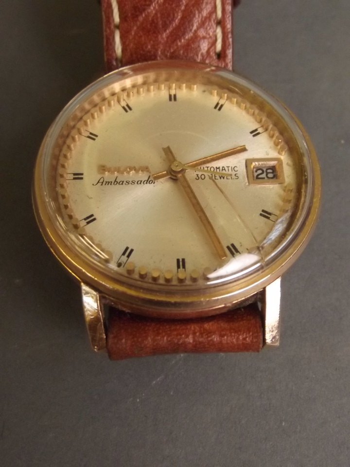 A Bulova Ambassador gentleman's automatic wristwatch: A Bulova Ambassador gentleman's automatic wristwatch with leather strap (AF)