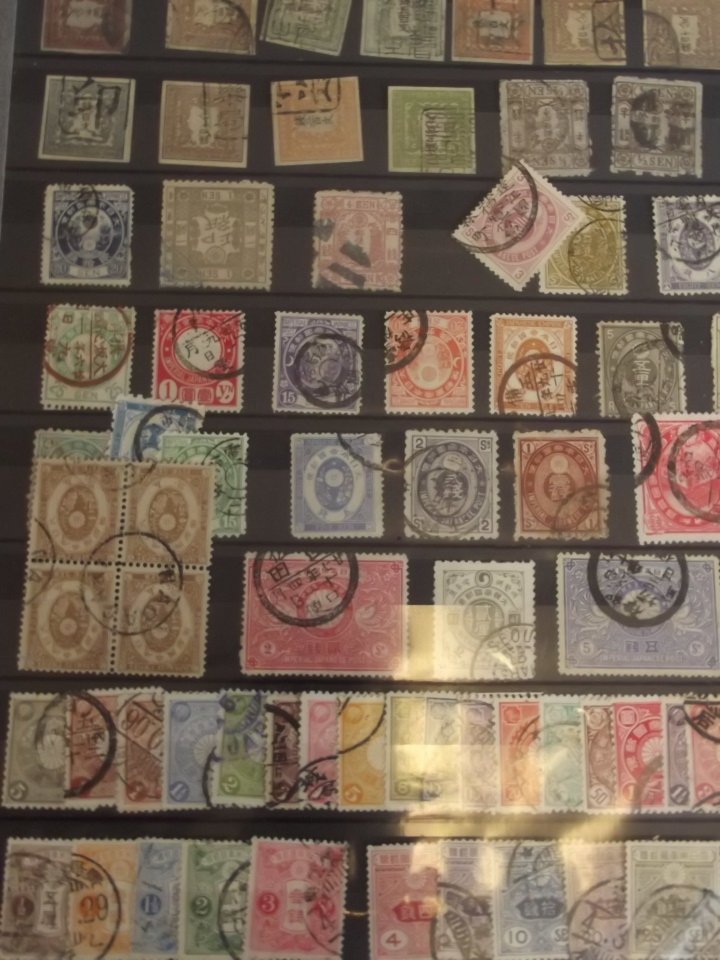 A collection of stamps from Imperial Japan, 12'' x 9'': A collection of stamps from Imperial Japan, 12'' x 9''