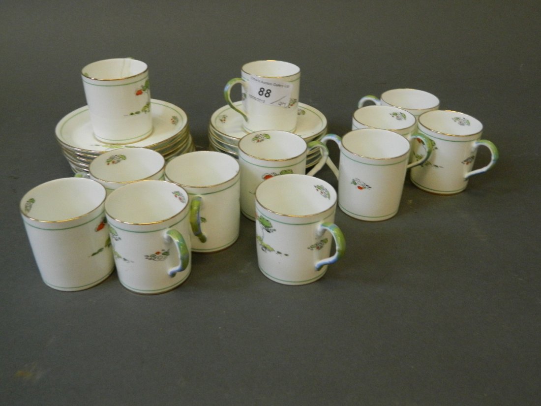 A set of twelve Art Deco coffee cans and saucers,: A set of twelve Art Deco coffee cans and saucers, marked Maple of London (1 AF)