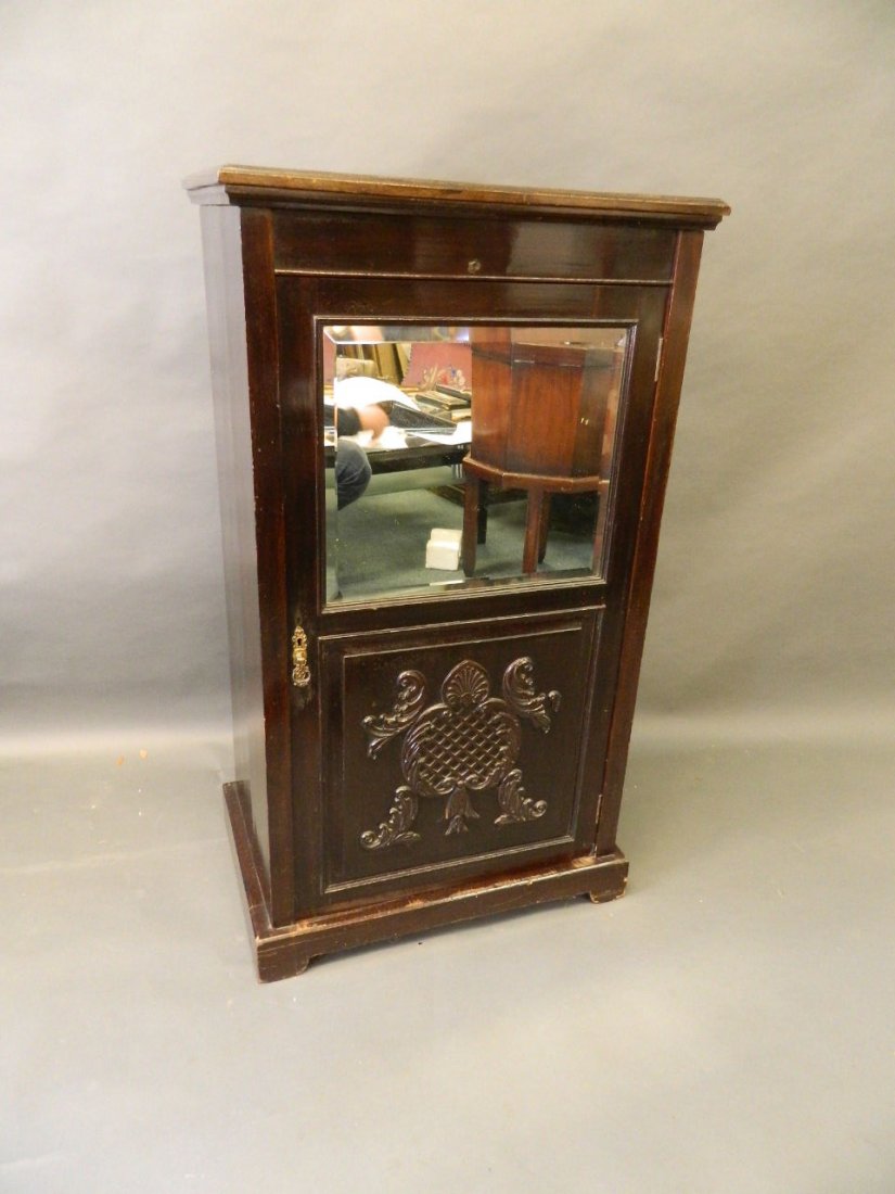 A Victorian walnut music cabinet with carved decoration (1 of 4)