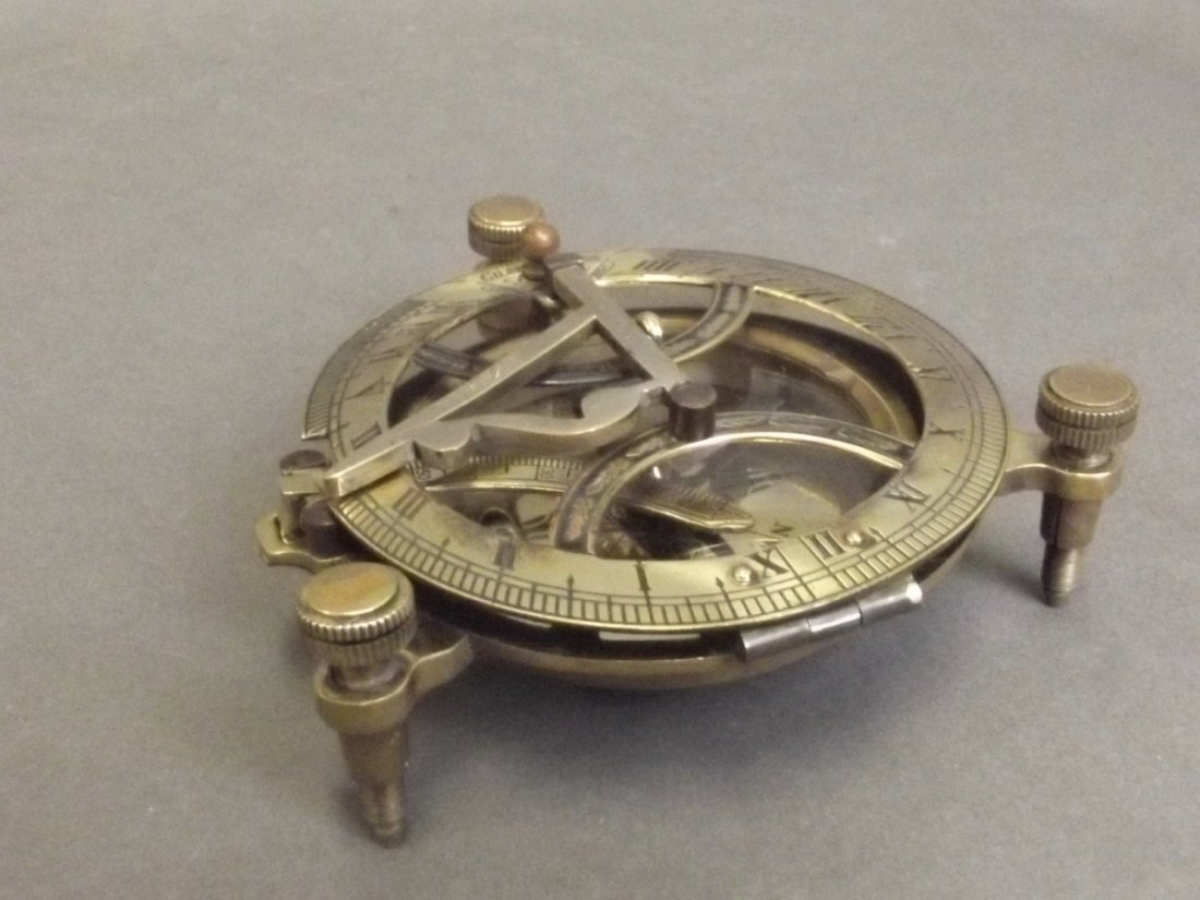 A brass portable table sextant and compass, inscribed (1 of 3)