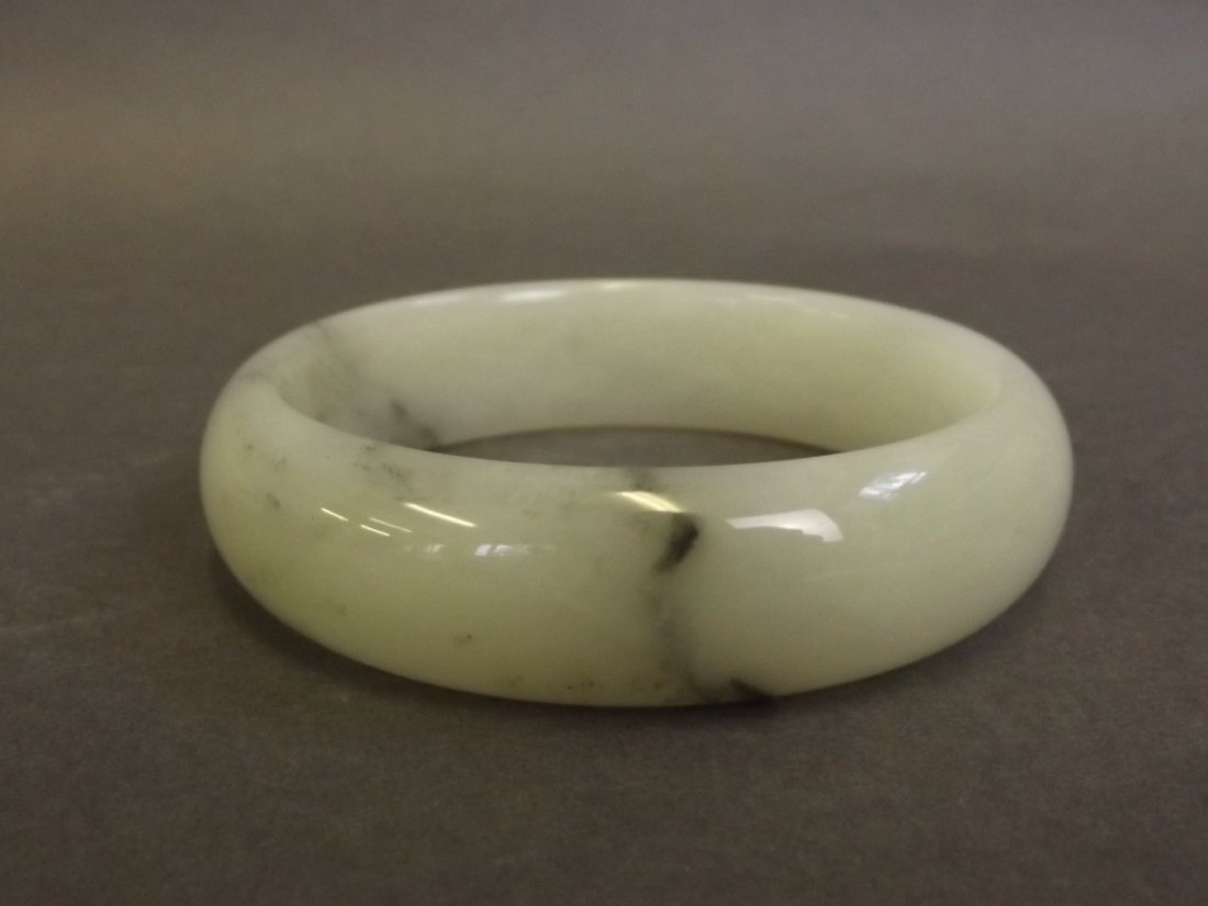 A Chinese marbled white jade bangle, 3'' diameter (1 of 1)