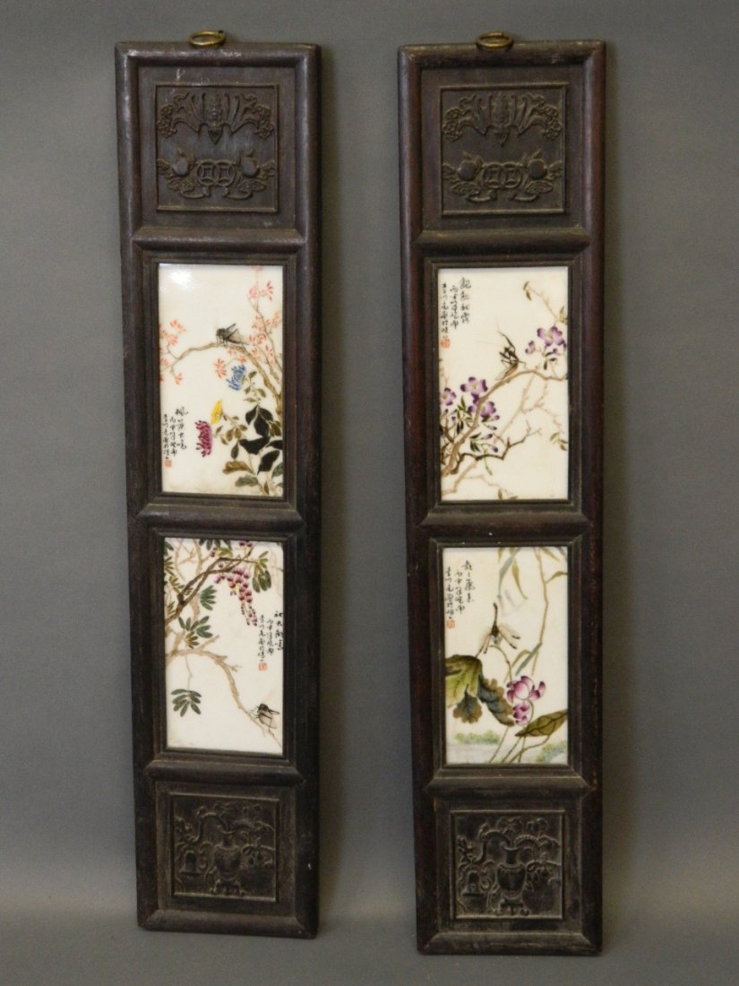 Two pairs of Chinese ceramic plaques decorated with (1 of 5)