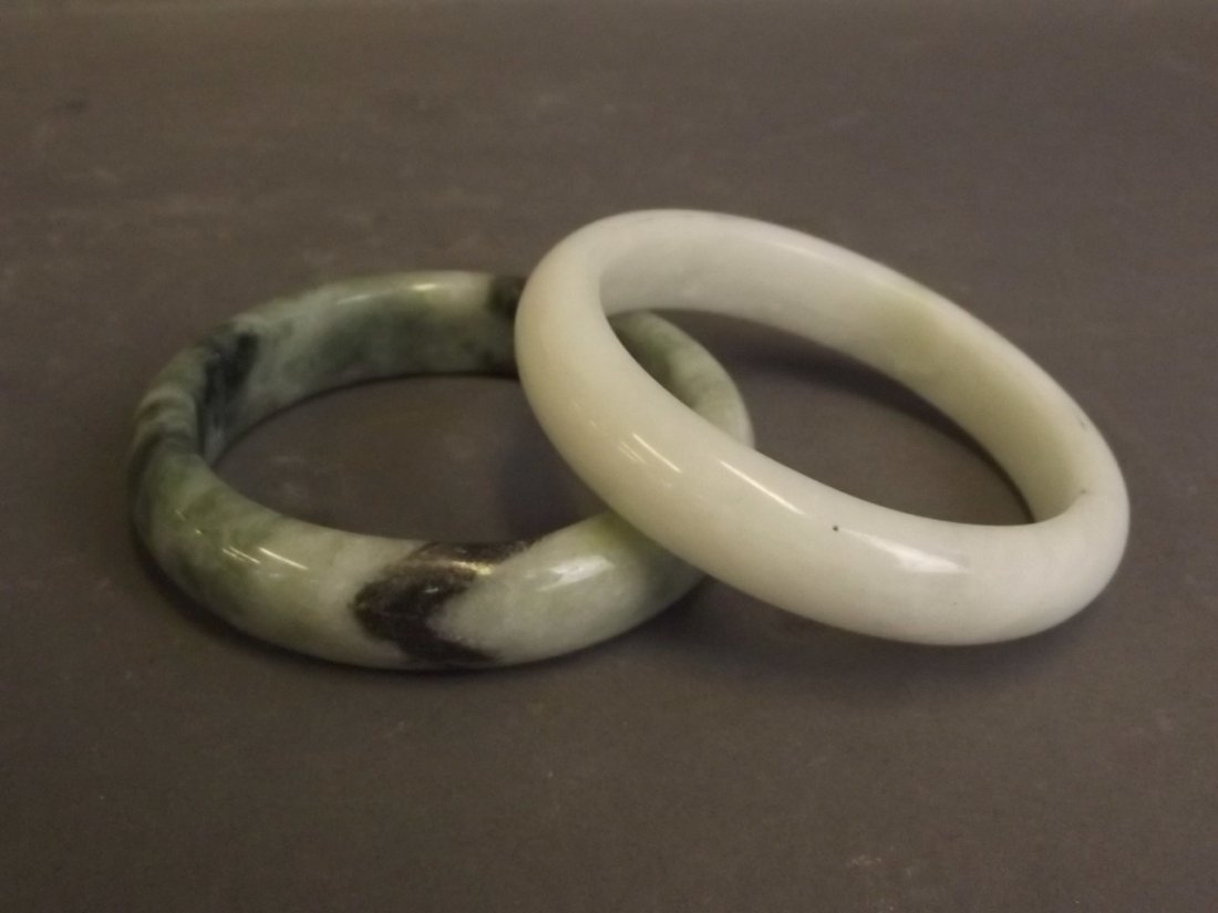 A marbled green jade bangle, and another, 3'' diameter (1 of 1)