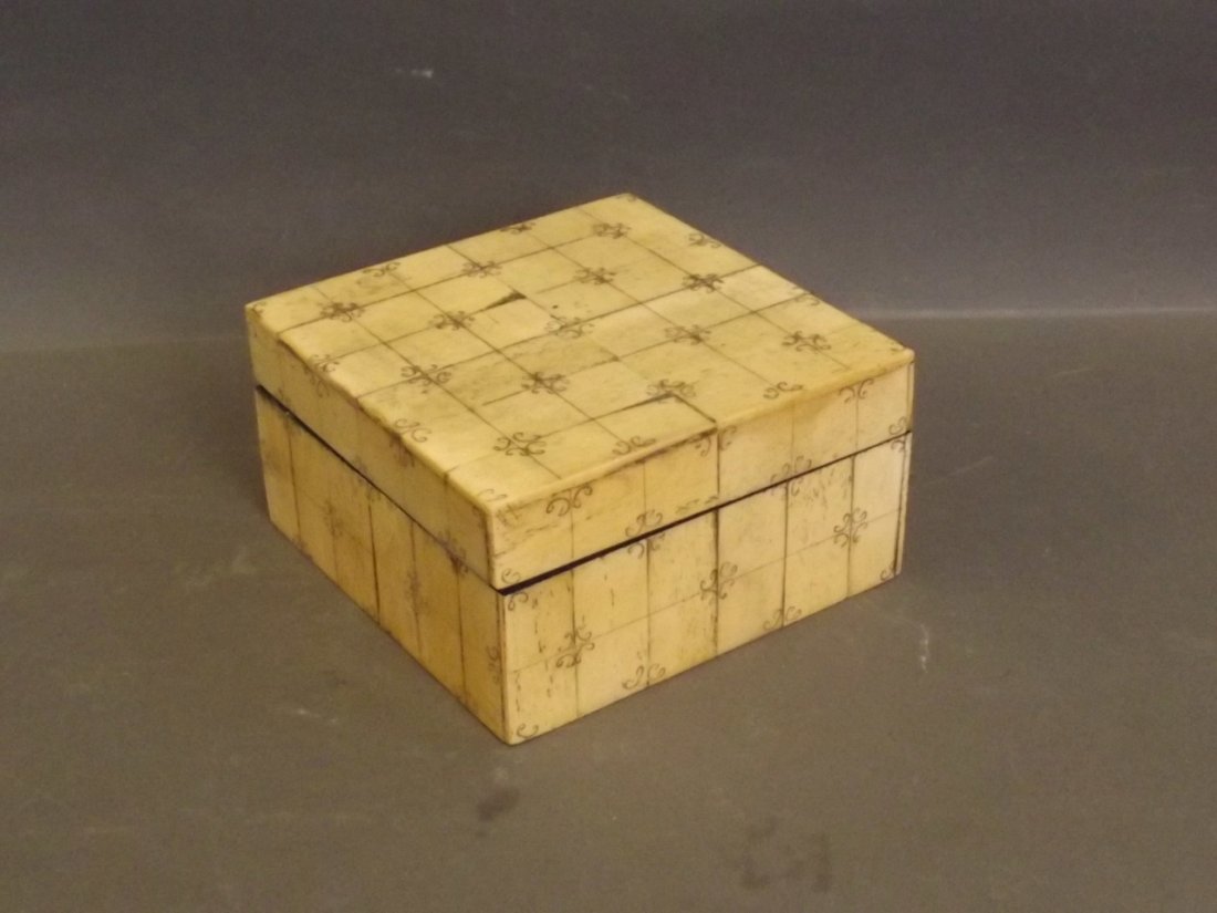 An early sectional bone and wooden trinket box, 4'' x: An early sectional bone and wooden trinket box, 4'' x 2'', Best Bid