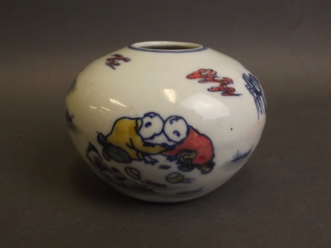A C19th Chinese Doucai porcelain enamel brush wash with (1 of 4)