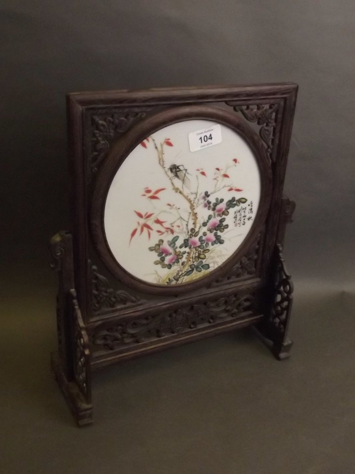 A small Chinese hardwood and porcelain revolving table (1 of 4)