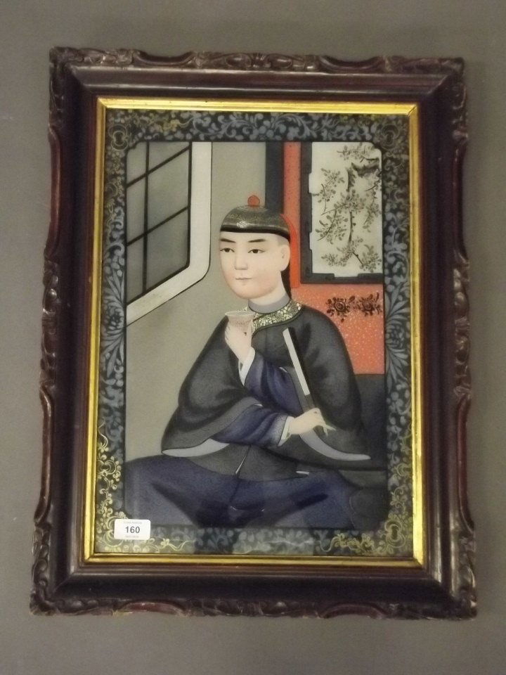 A Chinese reverse painting on glass, portrait of a (1 of 4)