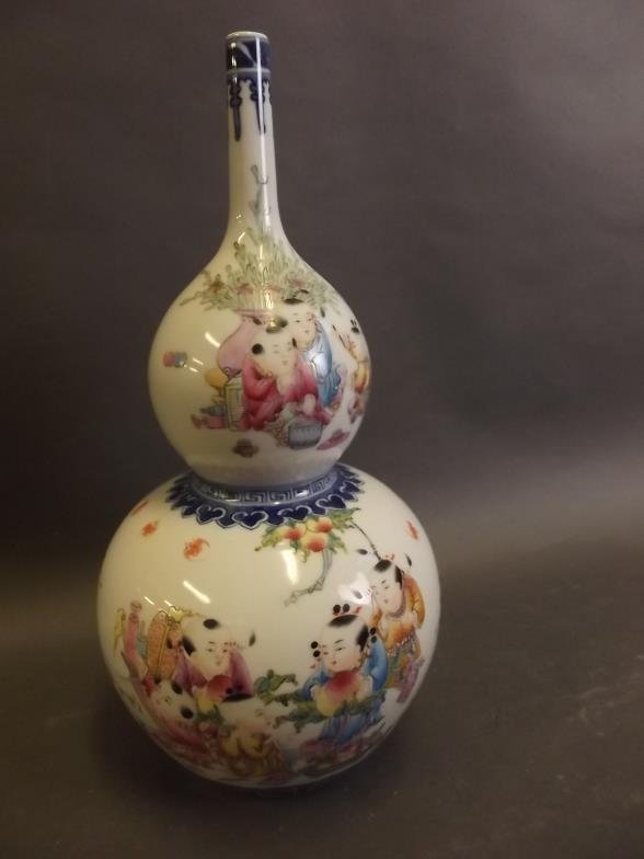A Chinese double gourd vase with bright enamel (1 of 4)