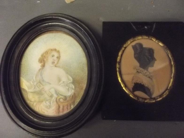 An C18th miniature portrait on ivory of a classical (1 of 3)