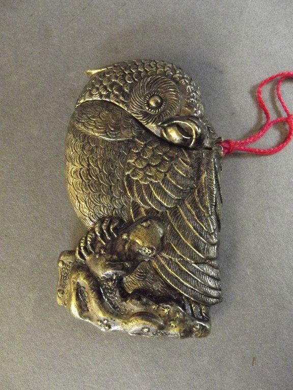 A brass vesta case in the form of a bird, 3" long (1 of 1)