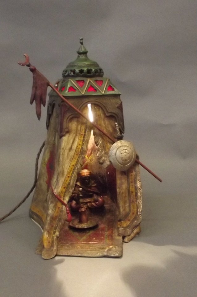 A large Vienna style cold painted bronze lamp in the (1 of 3)