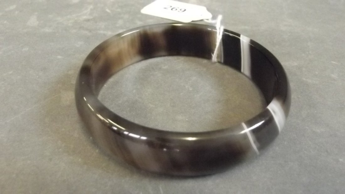 A tri-colour jade bangle, 3" diameter (1 of 1)