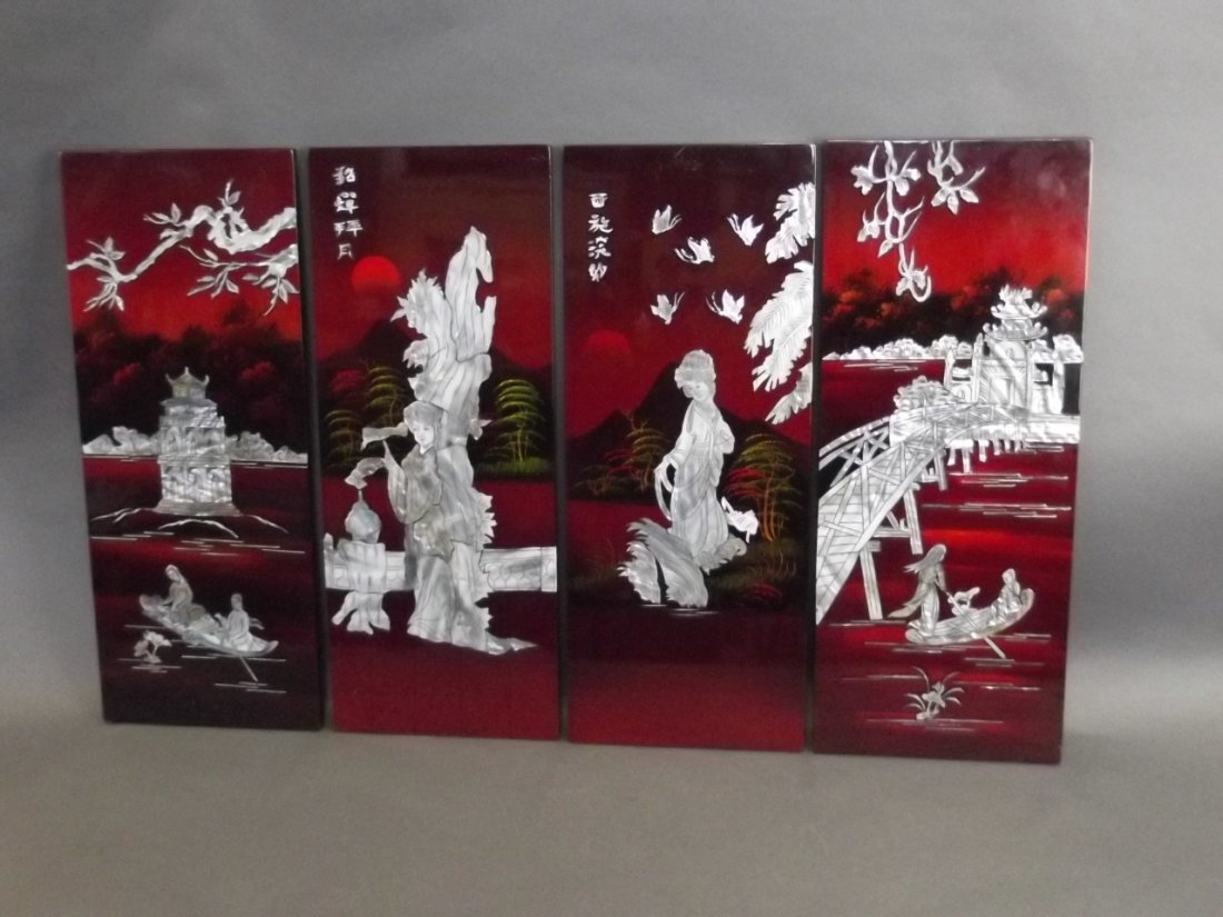 A set of four Chinese lacquer and Mother of Pearl (1 of 3)