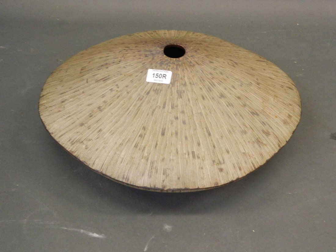 A Studio pottery vase in the form of a mushroom,: A Studio pottery vase in the form of a mushroom, impressed mark to base, 16" diameter