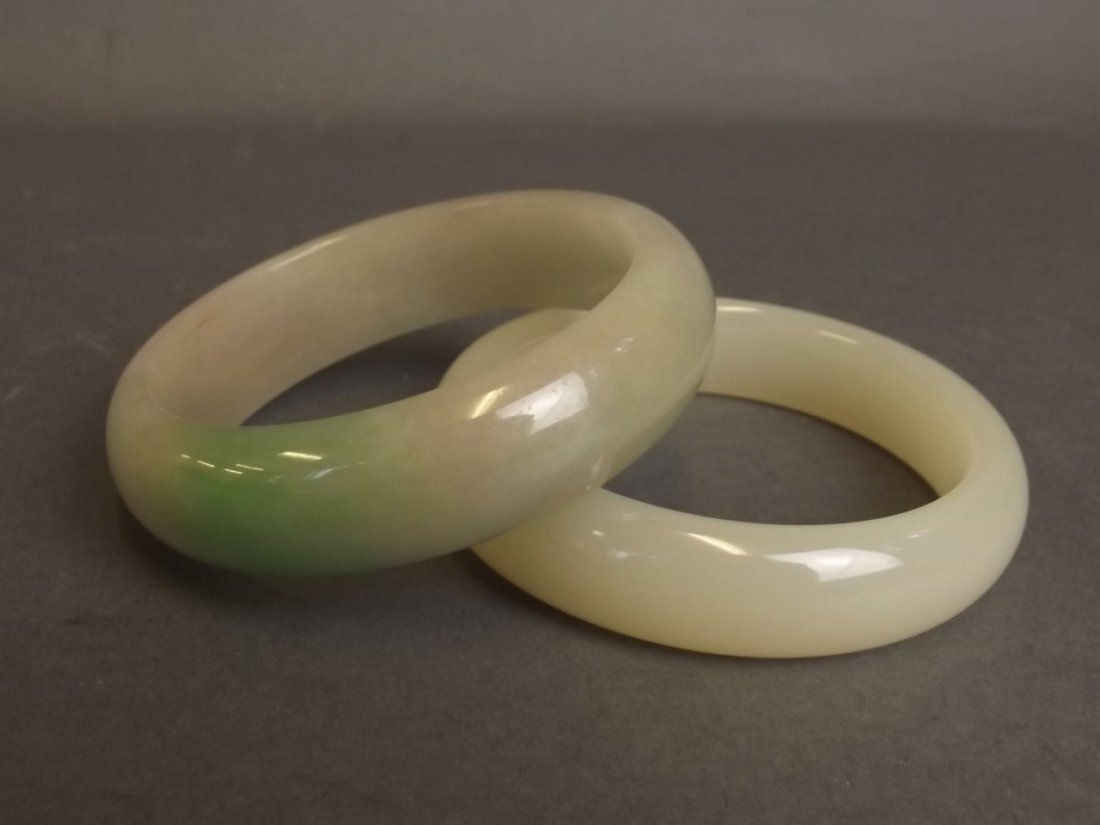 A bi-colour jade bangle, and another, 3" diameter (1 of 1)