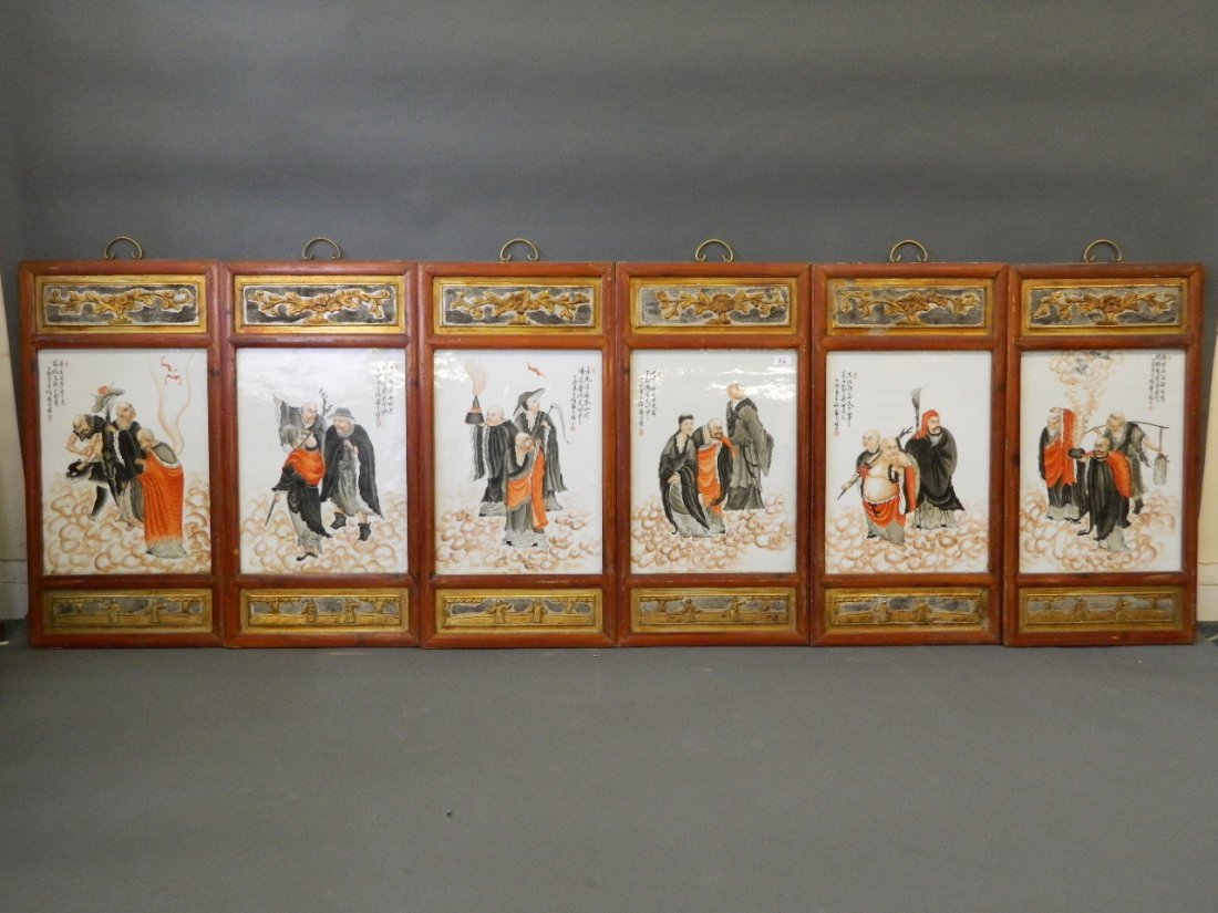 A set of six Chinese enamelled porcelain plaques (1 of 4)