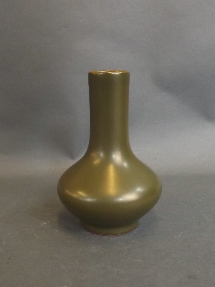 A Chinese tea dust glazed bottle vase, seal mark to (1 of 2)