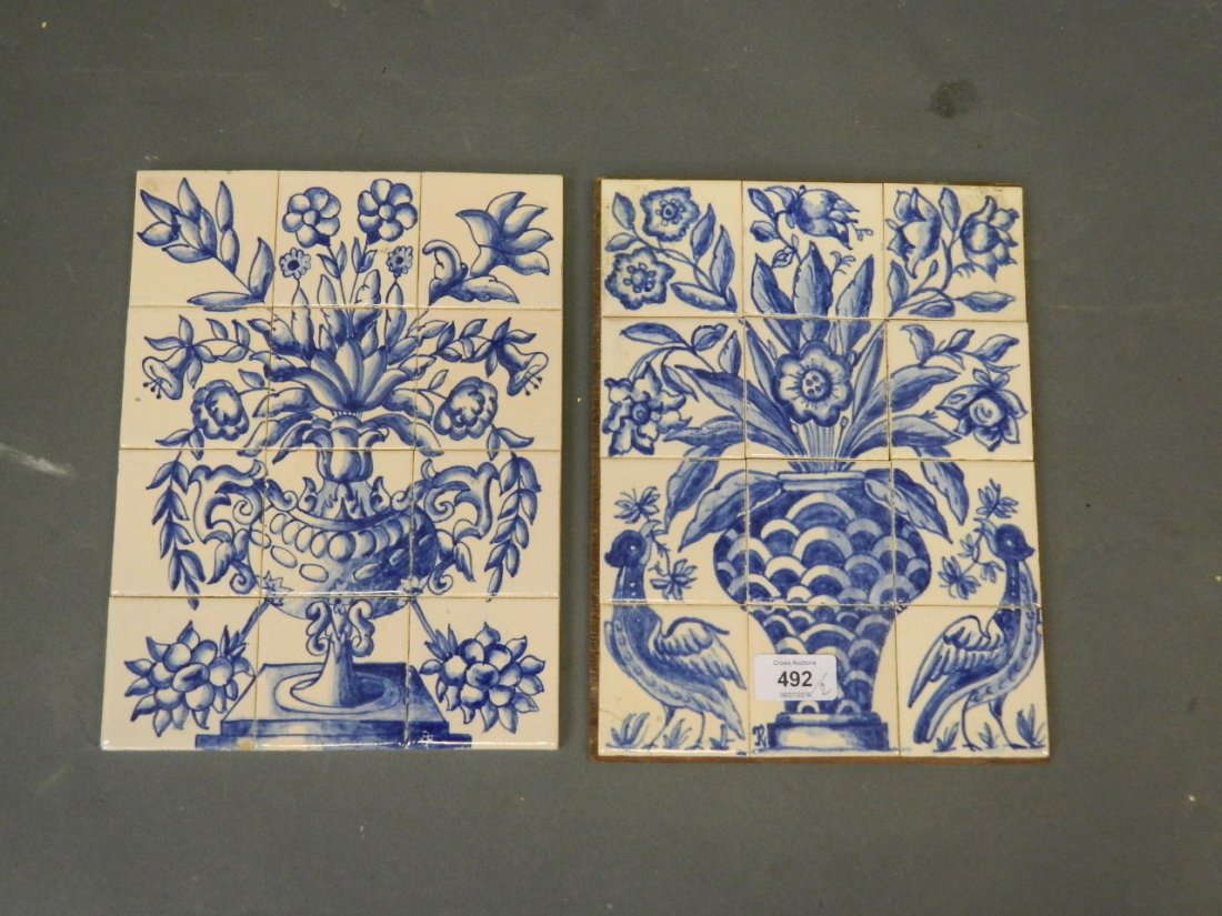 A pair of panels of Delft tiles with blue and white (1 of 1)