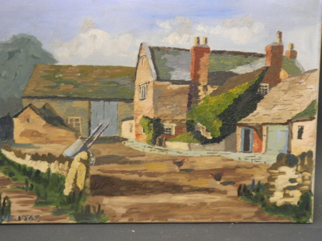 D. Noble, nave oil on canvas, farmyard scene, signed, (1 of 2)