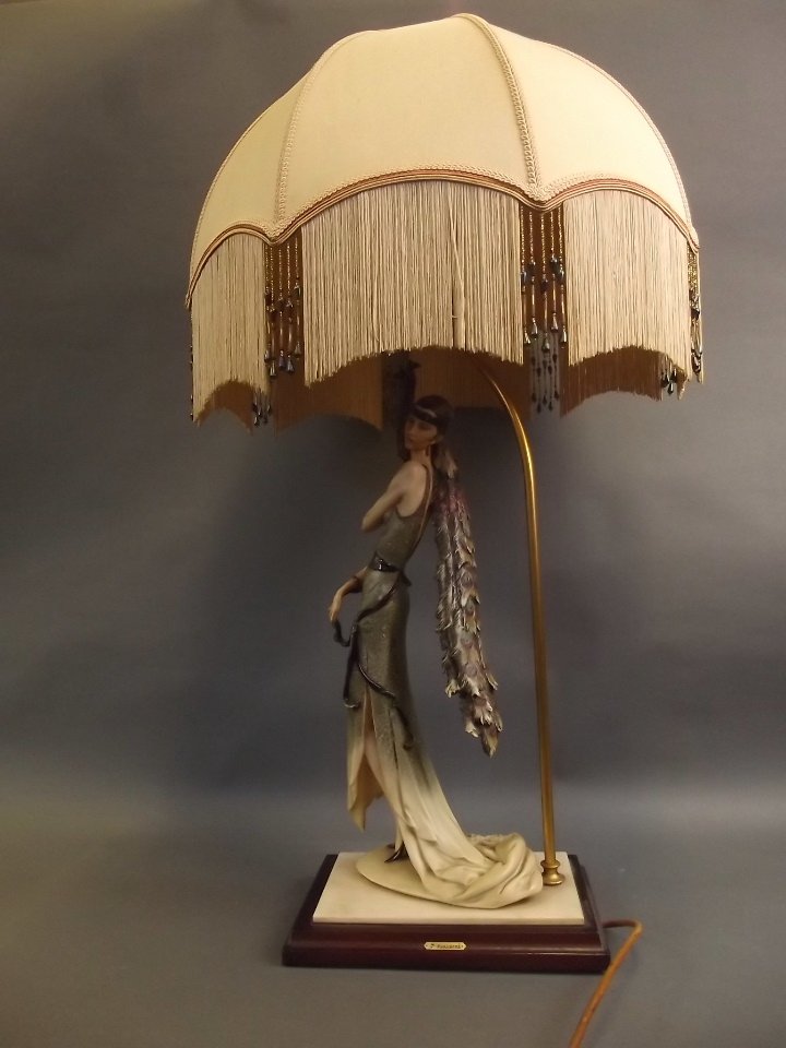 An Italian Art Deco style table lamp, the base formed (1 of 2)